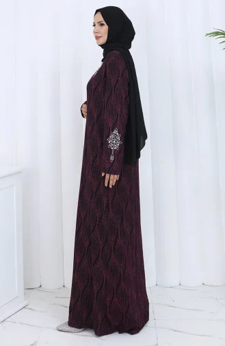 Plus Size Stoned Avondjurk 6280-03 Burgundy 6280-03