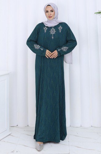 Emerald Green Hijab Evening Dress 6280-04