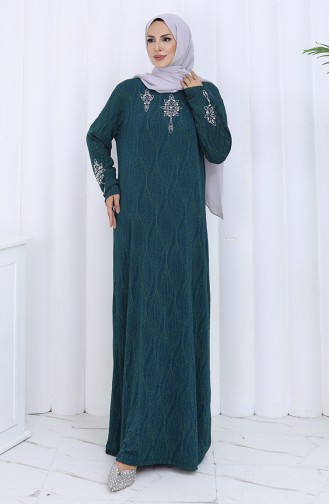 Emerald Green Hijab Evening Dress 6280-04