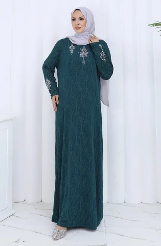 Plus Size Stoned Evening Dress 6280-04 Emerald Green 6280-04