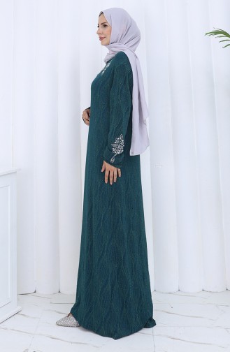 Emerald Green Hijab Evening Dress 6280-04