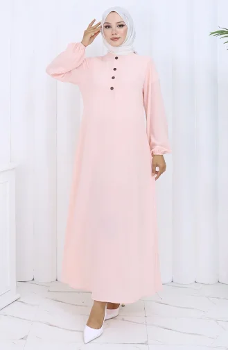 Button Detailed Dress 4114-02 Powder 4114-02