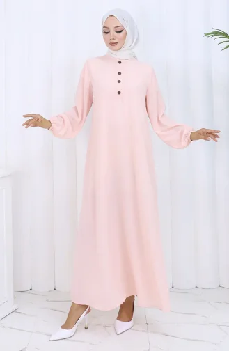 Button Detailed Dress 4114-02 Powder 4114-02