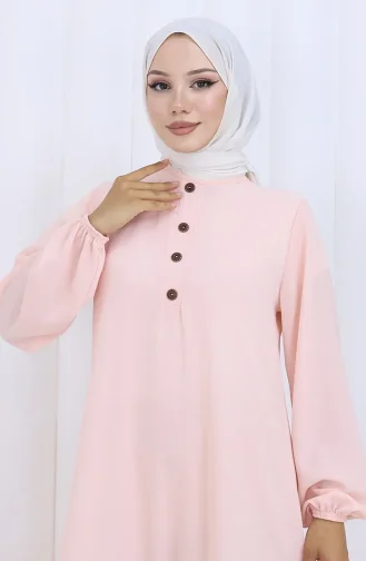 Button Detailed Dress 4114-02 Powder 4114-02