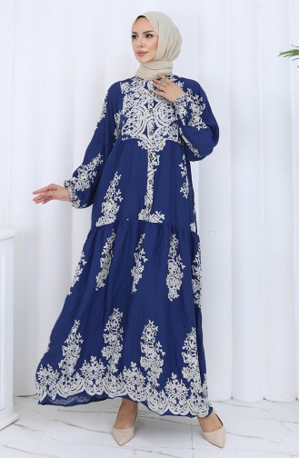 Navy Blue Hijab Dress 2117-01