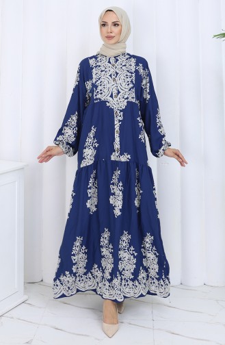 Navy Blue Hijab Dress 2117-01