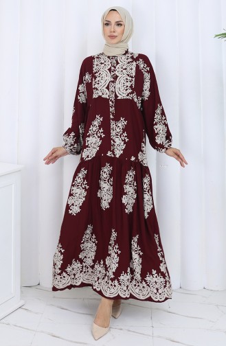 Claret Red Hijab Dress 2117-03