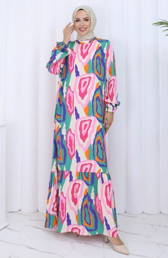 Grün Hijab Kleider 2122-02