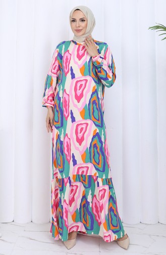 Grün Hijab Kleider 2122-02