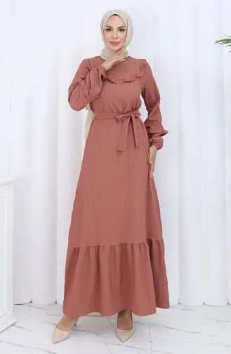 Ruffled Belted Dress 2123-02 Dusty Rose 2123-02