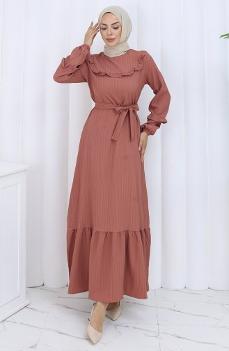Beige-Rose Hijab Kleider 2123-02