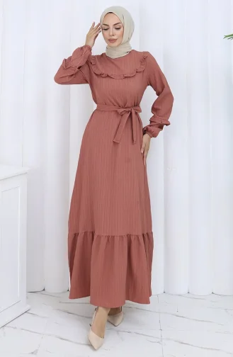 Ruffled Belted Dress 2123-02 Dusty Rose 2123-02