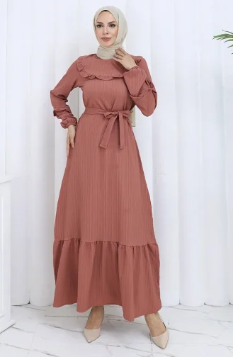 Ruffled Belted Dress 2123-02 Dusty Rose 2123-02
