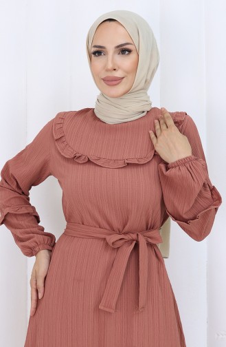 Beige-Rose Hijab Kleider 2123-02