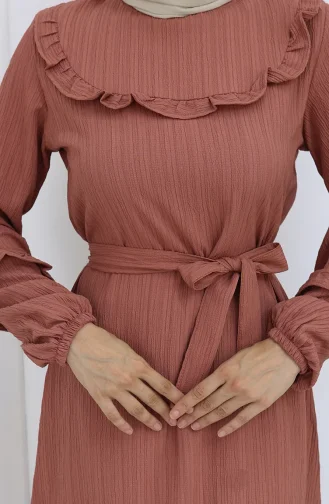 Ruffled Belted Dress 2123-02 Dusty Rose 2123-02