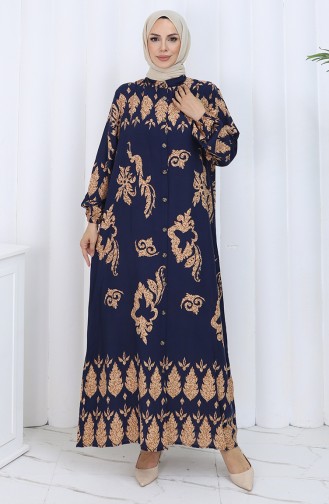 Dunkelblau Hijab Kleider 2125-04