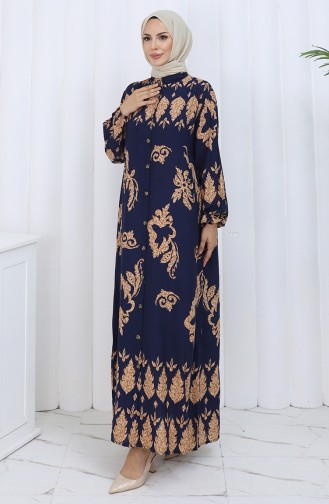 Dunkelblau Hijab Kleider 2125-04
