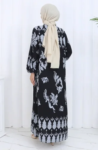 Gestreepte Jurk Met Knopen 2125-05 Grijs Zwart 2125-05