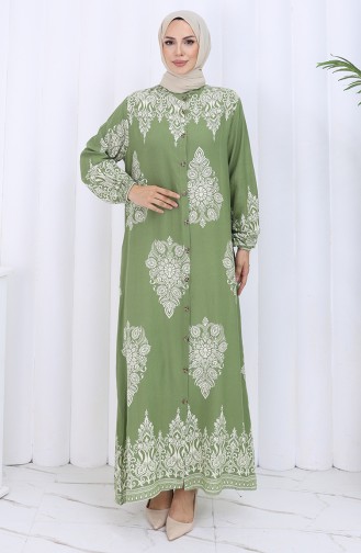 Light Khaki Green İslamitische Jurk 2126-02
