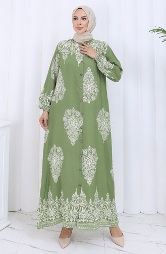 Light Khaki Green İslamitische Jurk 2126-02