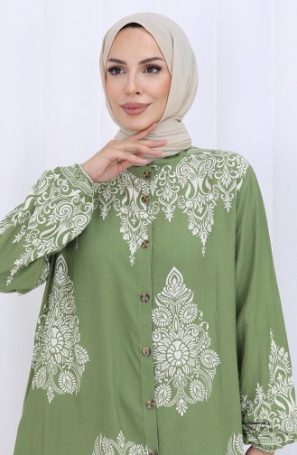 Light Khaki Green İslamitische Jurk 2126-02