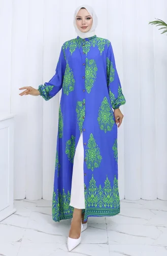 Judge Collar Patterned Dress 2126-04 Saks Green 2126-04