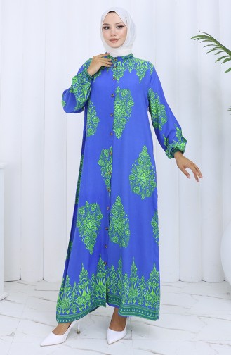 Saks-Blau Hijab Kleider 2126-04