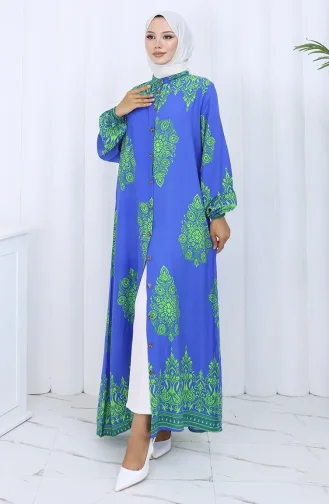 Judge Collar Patterned Dress 2126-04 Saks Green 2126-04