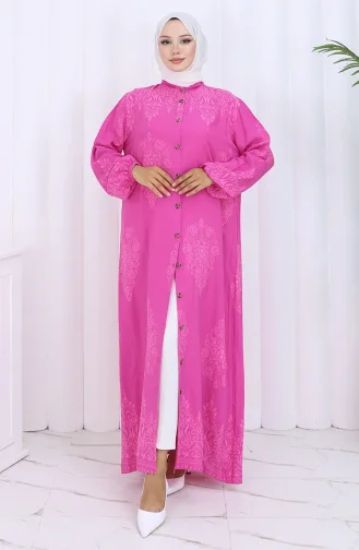 Judge Collar Patterned Dress 2126-06 Fuchsia 2126-06