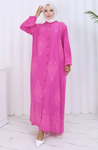 Judge Collar Patterned Dress 2126-06 Fuchsia 2126-06