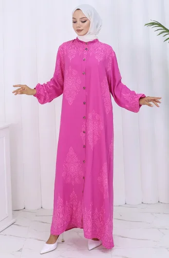 Judge Collar Patterned Dress 2126-06 Fuchsia 2126-06