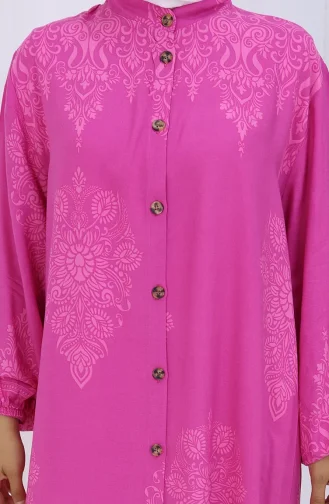 Judge Collar Patterned Dress 2126-06 Fuchsia 2126-06