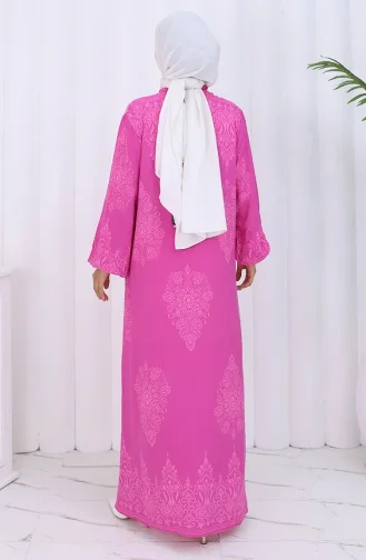 Judge Collar Patterned Dress 2126-06 Fuchsia 2126-06