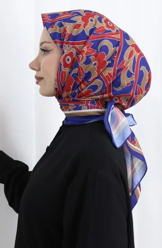 وشاح ناعم منقوش 90202-02 أزرق داكن تيراكوتا 90202-02