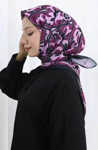 وشاح ناعم منقوش 90202-03 أسود أرجواني 90202-03