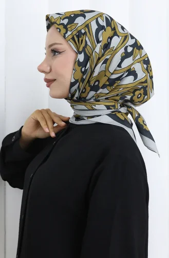 Écharpe Douce à Motifs 90202-07 Gris Moutarde 90202-07