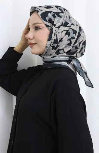 وشاح ناعم منقوش 90202-08 أسود بيج 90202-08