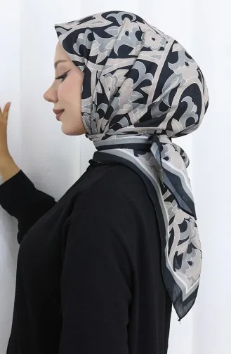 وشاح ناعم منقوش 90202-08 أسود بيج 90202-08