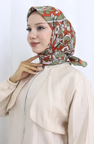 Écharpe Douce à Motifs 90202-09 Vert Brique 90202-09