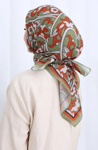 Écharpe Douce à Motifs 90202-09 Vert Brique 90202-09