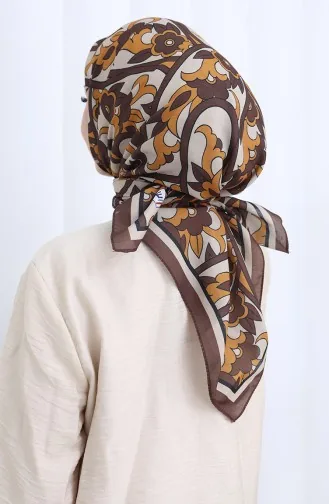 Patterned Soft Scarf 90202-10 Brown Mustard 90202-10