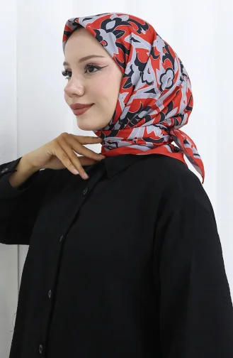 Écharpe Douce à Motifs 90202-11 Rouge Gris 90202-11