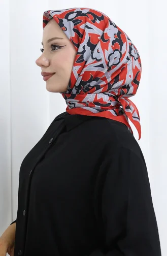 Écharpe Douce à Motifs 90202-11 Rouge Gris 90202-11