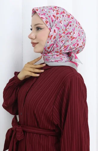 Gemusterter Weicher Schal 90203-03 Grau Fuchsie 90203-03