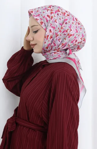 Gemusterter Weicher Schal 90203-03 Grau Fuchsie 90203-03