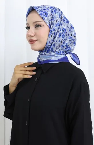 وشاح ناعم منقوش 90203-09 رمادي ساكس 90203-09