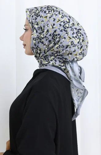 Desenli Soft Eşarp 90203-10 Gri