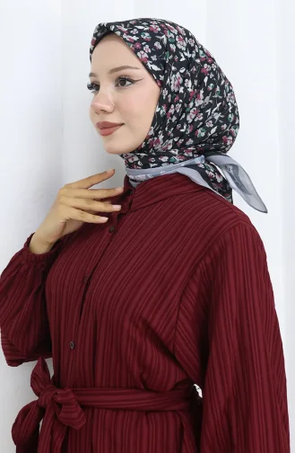 وشاح ناعم منقوش 90203-16 أسود رمادي 90203-16