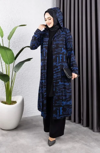Ensemble Hijab 3 Pièces Written 4012-01 Noir Indigo 4012-01