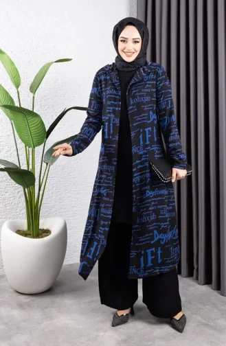 Ensemble Hijab 3 Pièces Written 4012-01 Noir Indigo 4012-01